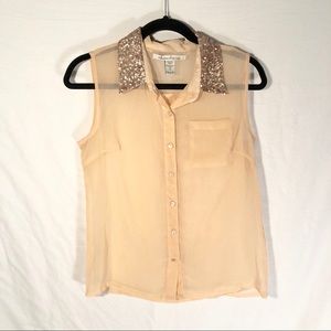 American Rag Sheer Peach Blouse Size Small